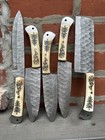 Custom Handmade Forged Damascus Blade Chef Knife Kitchen Knife 5 Knife Set