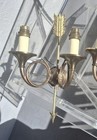 Pair 19thc French Empire Neoclassic Gold Bronze Horn   Arrow Detail Wall Sconces