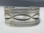 Heavy Vintage Navajo Hand Tooled Sterling Silver Repoussed Bracelet