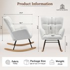 Rocking Chair Nursery Glider Rocker With Padded Seat  Teddy Ivory 15   Rocking