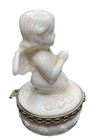 Vintage Small Praying Cherub Angel Small White Porcelain Trinket Pill Box