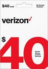 Verizon Wireless  40 Refill Card For Prepaid Service Fast Direct Refill