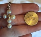 Handmade Cross Pearls Vintage Religious Gold Plated Beautiful Pendant