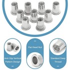 50pcs M6 Stainless Steel Threaded Insert Rivet Nut M6-1 0mm Rivnuts Flat Hea