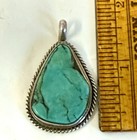 Navajo Native American Large Indian Signed Jb Sterling Silver Turquoise Pendant