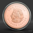 2 Oz Aztec Calendar Copper Round  in Protective Capsule  999 Fine Copper Bullion