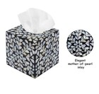 Decorative Tissue Box Cover  5 5    Cube Wooden Tissue Holder With Mother Of Pe   