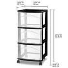 3 Drawer Medium Cart Black Plastic Storage Drawers With Casters Portable Storage
