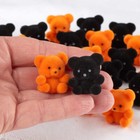 Bulk Lot Of 48 Miniature 1  Flocked Orange And Black Teddy Bears
