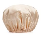3pcs Women Girl Shower Cap Lined Waterproof Hair Bath Hat Elastic Gray gold pink