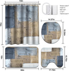 4pcs Bathroom Shower Curtain Sets With Rugs brown And Blue Painting Art Bathroom