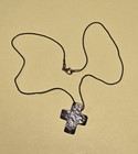 Vintage Israel Hammered Sterling Silver Cross 925 Pendant Chain Necklace