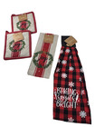 New Christmas Theme Lot Of 4 2x Potholders 1x Tea Towel 1x Kitchen Stove Towel