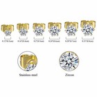 6 Pairs 3mm-8mm Stainless Steel Round Cubic Zirconia Stud Earrings Women Men