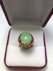 14 Kt     Vintage    Jade   Garnet Ring
