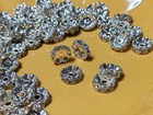 Rhinestone Spacer Beads 8mm Wavy Roundelle Silver White 100 Pcs 