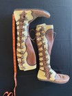 Genuine Elk   Buffalo  walking Hawk  Tall Moccasins With Buffalo Head Buttons