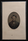 Rare 19thc Tintype Child Portrait Boy Wearing Cravat Oval Matte Antique Photo
