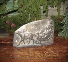 Primitive Resin Silver Christmas Santa Sleigh Deer Chocolate Vtg Tin Style Mold