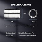 8 Inch 25 Feet Non-insulated Flex Air Foil Ducting Dryer Vent Hose With 2 Clamps