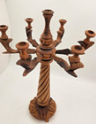 Wooden Candelabra Handcrafted 5 Taper Candle Holder - Mcm - Vintage