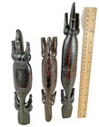 3 Trobriand Island Hand Carved Ebony Wood Crocodiles Papua New Guinea Vintage