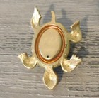Vintage Avon Sea Turtle Perfume Solid Compact Green Cabochon Figural Rhinestone