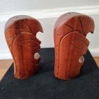 Vintage Koa Wood King Kamehameha Salt   Pepper Shakers Luau Tiki Bar And Hawaii