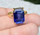 10 Ct Stone Natural Certified Blue Sapphire Ring 925 Sterling Silver Ring Size 9