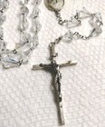   antique   1930 Catholic Sterling Silver Rosary Virgin Mary Center Exceptional