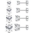 4 Pairs Stainless Steel Stud Earrings For Men Hypoallergenic Flatback Earring   