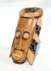 Vintage Boho Organic Modern Hand Carved Wood Mask Wall Hanging Home Decor