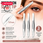 Luxxii Precision Slant Tip Tweezers Set  3 Pack      3 Count  Silver Tone