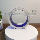 Circle Of Light Menorah Circle Signed 2003 Glass Clear   Cobalt Blue