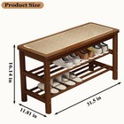Bamboo Shoe Rack Bench With Rattan Seat  3-tier Shoe Storage Bench  Entryway    