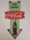 Coca Cola Down Arrow Sign - Ice Cold Drink Bottle Embossed 14  Metal