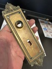 Antique Sargent Arts Craft Deco Victorian Cast Brass Door Knob 8 1 2    Back Plate