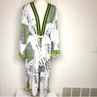 Nwt New Vintage Freestyle White Green Beaded Belt Kimono Duster Size Large Boho