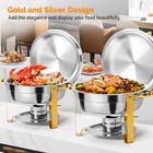 5 Quart Round Chafing Dish  pack Of 2    Complete Set With Water Pan  Food Pan