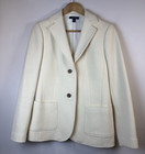 Lands End Women s 10 Wool Cream Heavy Blazer Jacket Pockets Lagenlook Career