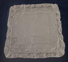 Antique Wedding Hanky Valenciennes Lace Monogram R Drawnwork White Linen