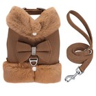 Cute Bow Fleece Dog Harness And Leash Set Pet Puppy Vest Jacket With Warm Collar