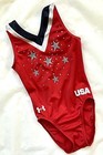 Gk Elite Gymnastics Under Armour Leotard Triumph Rhinestone Bling Usa Star  Axs