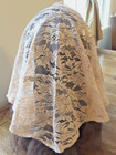 Lace Chapel Veil Handmade Beige Shimmer Mantilla Catholic Head Covering
