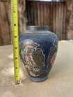 Antique Japanese Cloisonne Hand Painted Flowers Brass Vase 6 