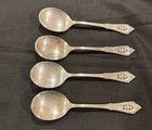 4 Pc Set Wallace Rose Point Sterling Silver Cream Soup Spoons 5 7 8 
