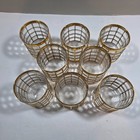 Vintage Imperial Glass Toril De Oro Shoji Trellis 22k Gold Rocks Glasses Set 8