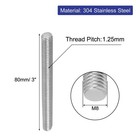 10pack M8 X 80mm 1 25mm Pitch Fully Threaded Rods Bar Studs 304 Stainless Steel