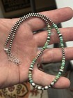 Sterling Silver Native American Sw 3mm Turquoise Navajo Pearl Necklace  925