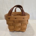 Longaberger Basket Handwoven Dresden Oh 1998 Small Woven Basket Leather Handles